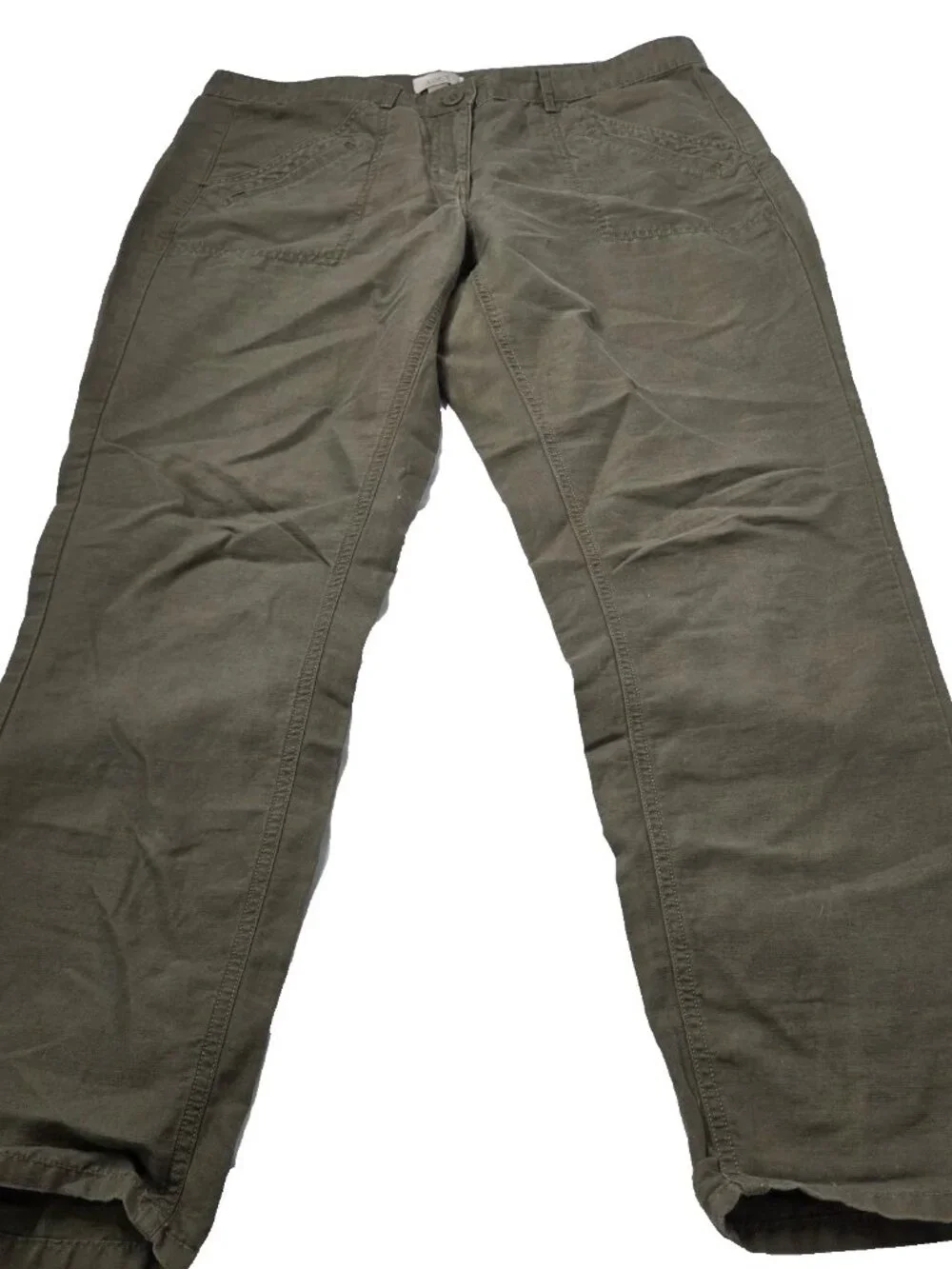 Loft Womens Size 12 Green Linen Cotton Pants Pockets